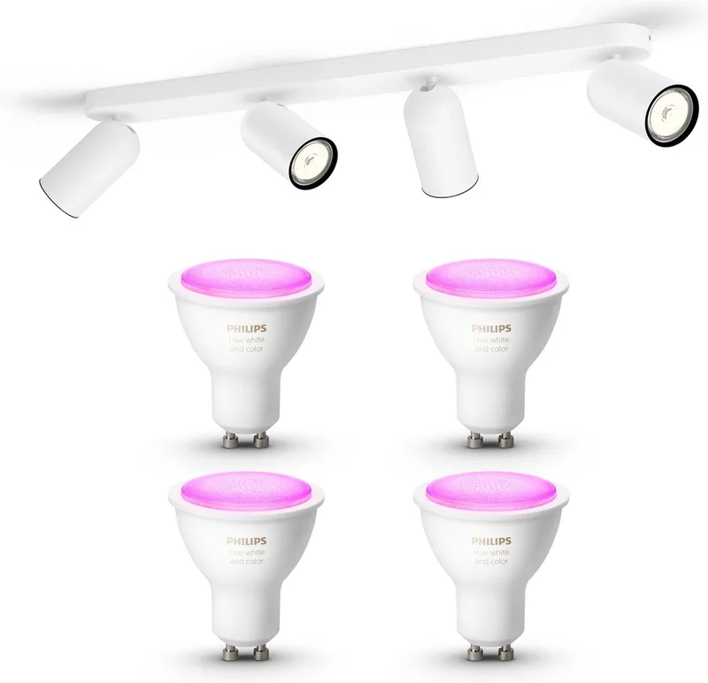 Pongee Opbouwspot (Wit) - Wit en Gekleurd Licht - Plafondspot met 4 Lichtpunten - GU10 - Hue White and Color Ambiance van Philips Hue in Wit – productfoto