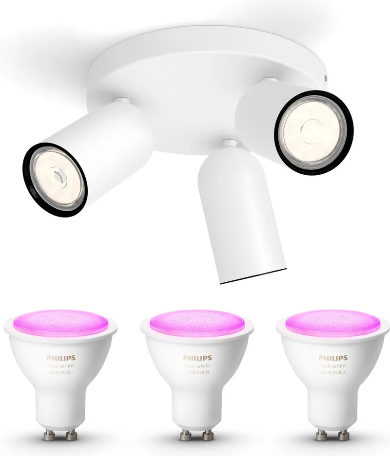Pongee Opbouwspot (Wit) - Wit en Gekleurd Licht - Plafondspot met 3 Lichtpunten - GU10 - Hue White and Color Ambiance fra Philips Hue i Hvid – produktbillede