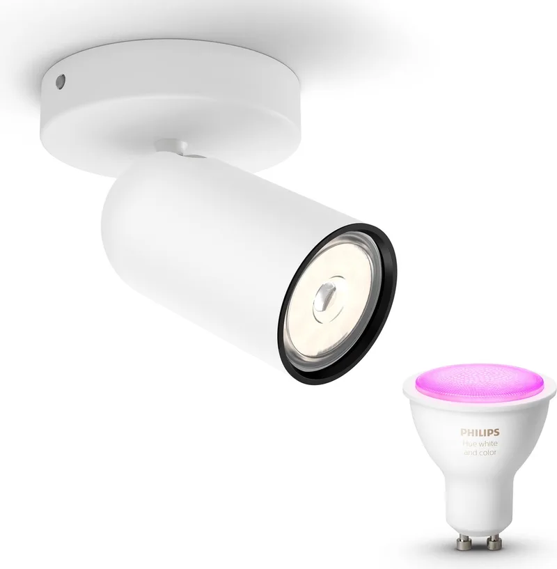 Pongee Opbouwspot (Wit) - Wit en Gekleurd Licht - Wandspot of Plafondspot met 1 Lichtpunt - GU10 - Hue White and Color Ambiance van Philips Hue in Wit – productfoto