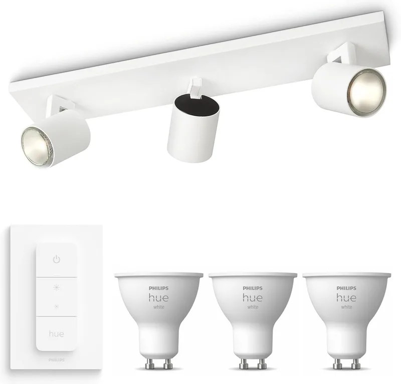 Runner Opbouwspot - Warmwit Licht - Incl. Hue Dimmer Switch - Plafondspot met 3 Lichtpunten - GU10 - Hue White by Philips Hue in White – product photo