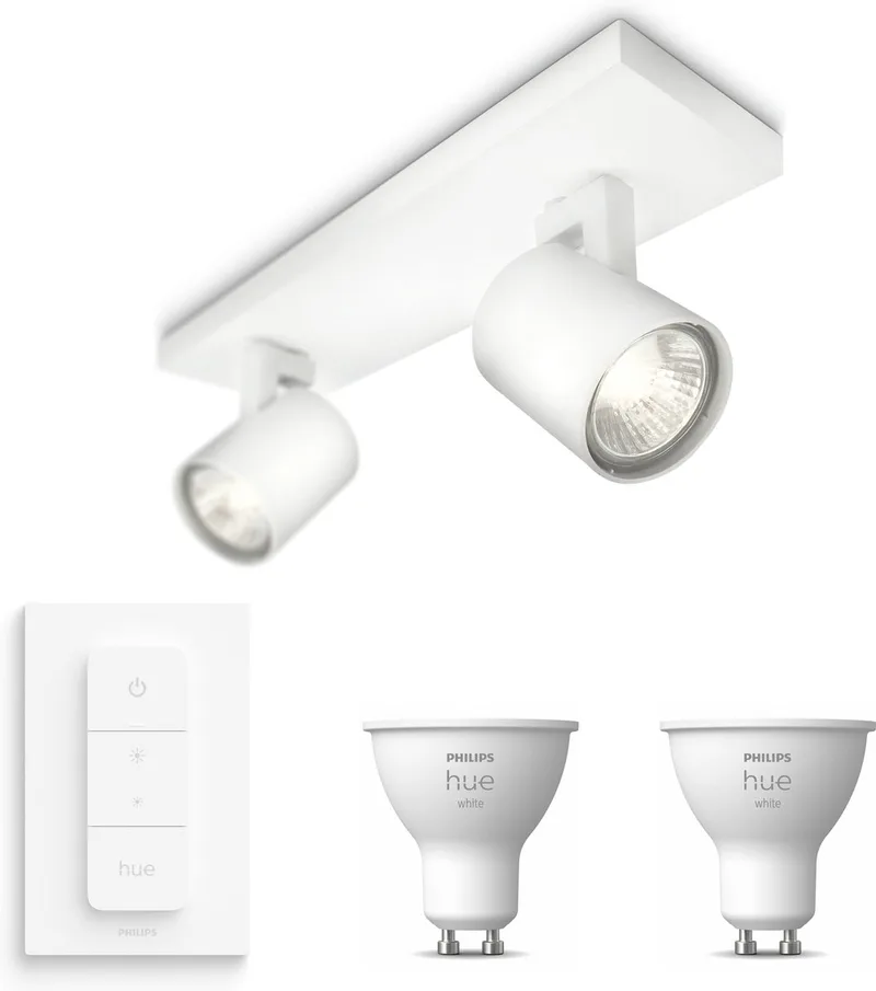 Runner Opbouwspot - Warmwit Licht - Incl. Hue Dimmer Switch - Plafondspot met 2 Lichtpunten - GU10 - Hue White by Philips Hue in White – product photo