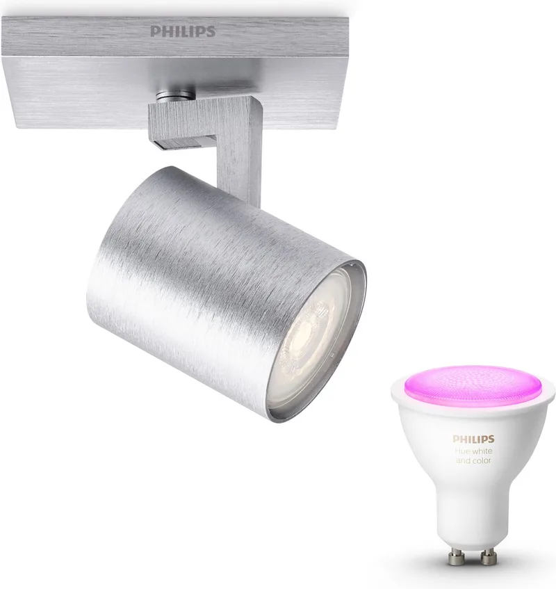 Runner Opbouwspot - Wit en Gekleurd Licht - Wandspot of Plafondspot met 1 Lichtpunt - GU10 - Hue White and Color Ambiance de Philips Hue en Aluminium – photo produit