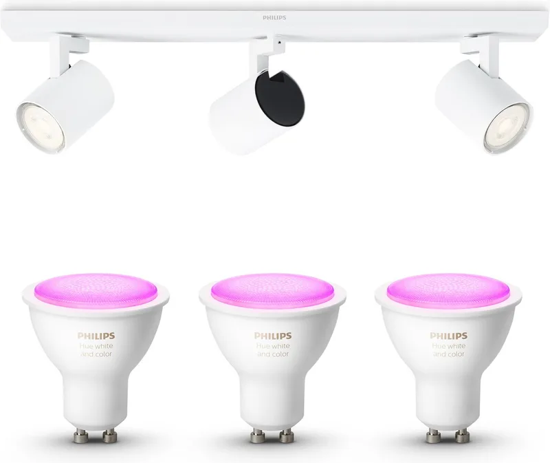 Runner Opbouwspot (Wit) - Wit en Gekleurd Licht - Plafondspot met 3 Lichtpunten - GU10 - Hue White and Color Ambiance von Philips Hue in Weiß – Produktfoto