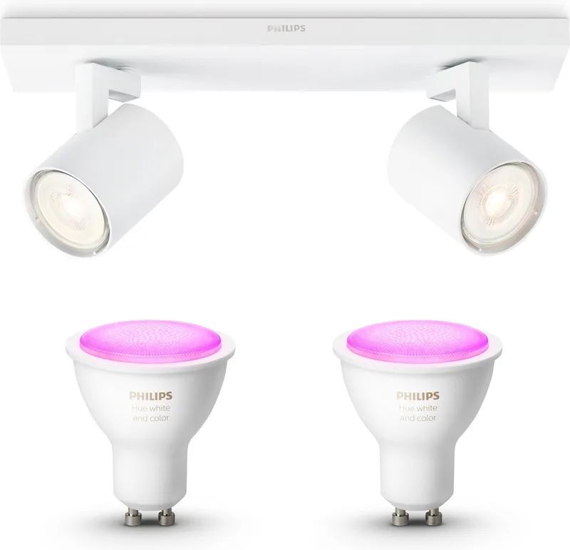 Runner Opbouwspot (Wit) - Wit en Gekleurd Licht - Plafondspot met 2 Lichtpunten - GU10 - Hue White and Color Ambiance von Philips Hue in Weiß – Produktfoto
