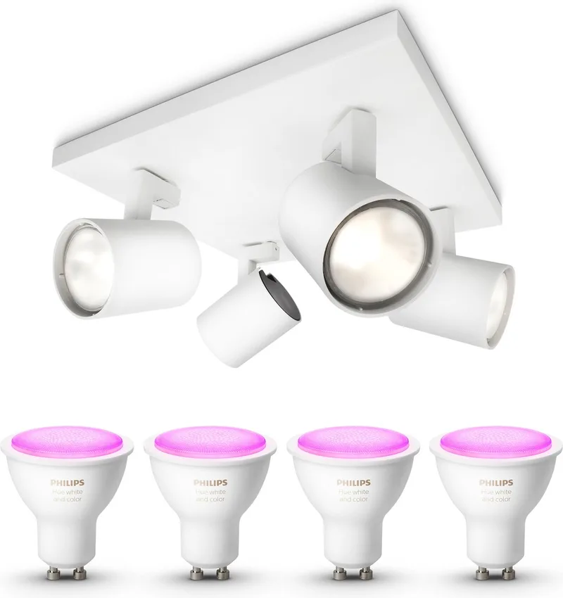 Runner Opbouwspot (Wit) - Wit en Gekleurd Licht - Plafondspot met 4 Lichtpunten - GU10 - Hue White and Color Ambiance van Philips Hue in Wit – productfoto