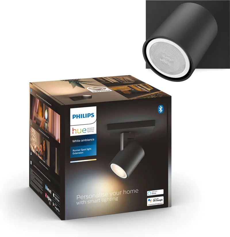 Runner - spot - GU10 fitting - 1 lichtpunt - aanpasbaar wit licht - slimme verlichting de Philips Hue en Noir – photo produit