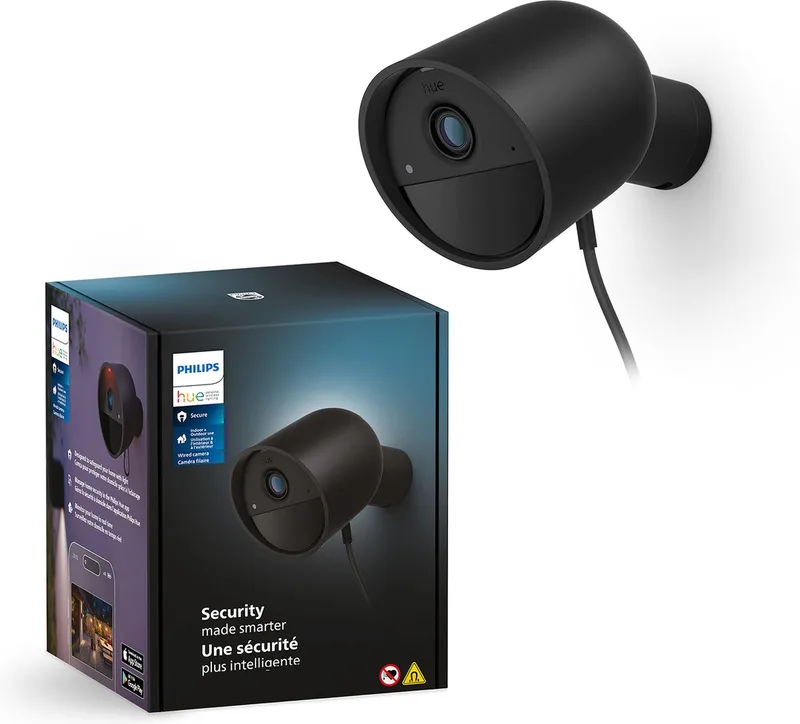 Secure bedrade beveiligingscamera van Philips Hue in Zwart – productfoto