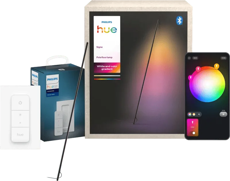 Signe Tube Vloerlamp + dimmer van Philips Hue – productfoto