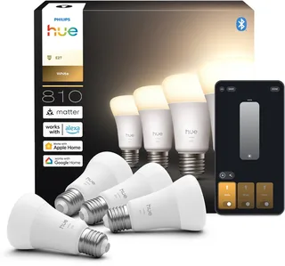 Slimme LED A60 lamp, Warm Wit Licht, E27 Fitting, 4-pack van Philips Hue – productfoto 1 van 2