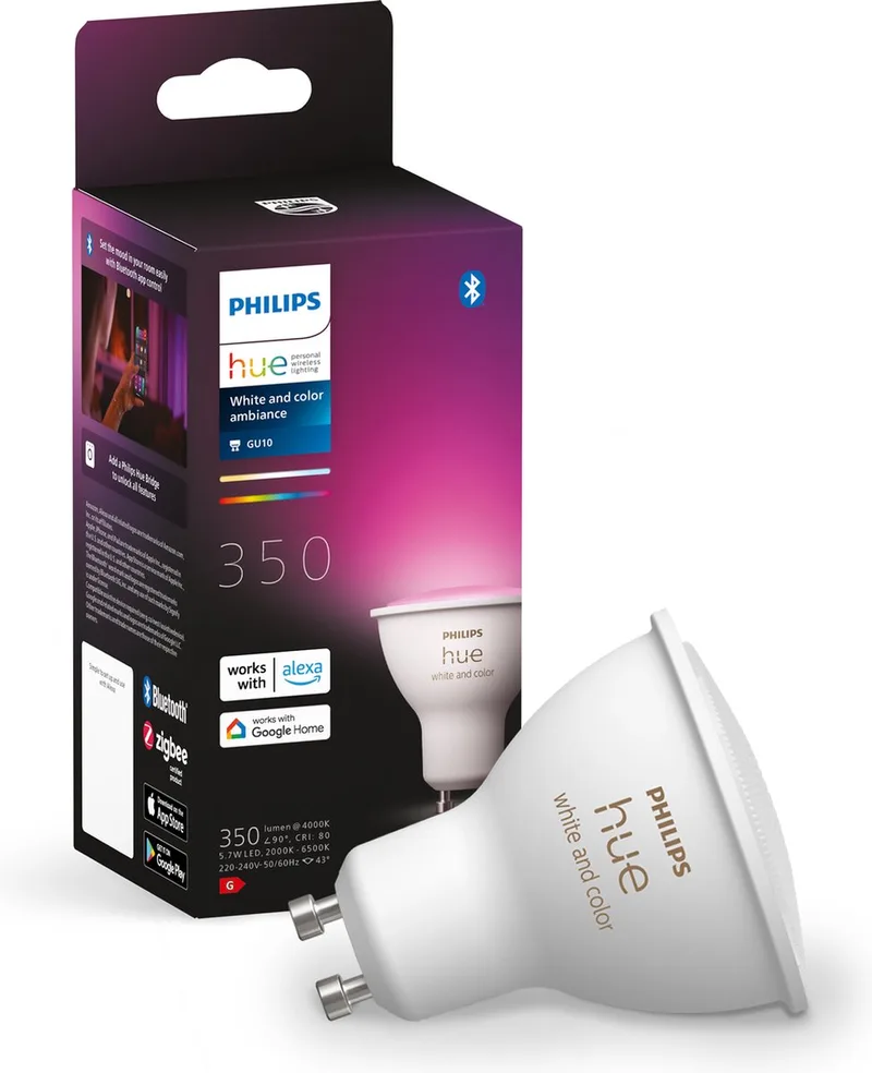Slimme Lichtbron GU10 Spot - wit en gekleurd licht - 5,7W - Bluetooth von Philips Hue – Produktfoto