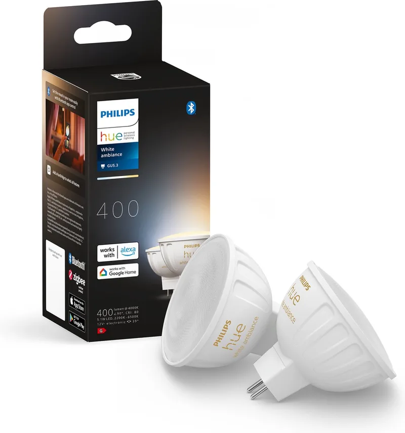 spot - warm-tot koelwit licht - 2 pack - MR16 de Philips Hue – photo produit 1 sur 3