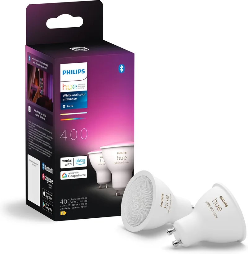 Spot - wit en gekleurd licht - 2 pack - GU10 fra Philips Hue – produktbillede