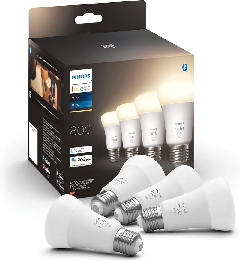 standaardlamp - warmwit licht - 4-pack - E27 - 800lm van Philips Hue – productfoto