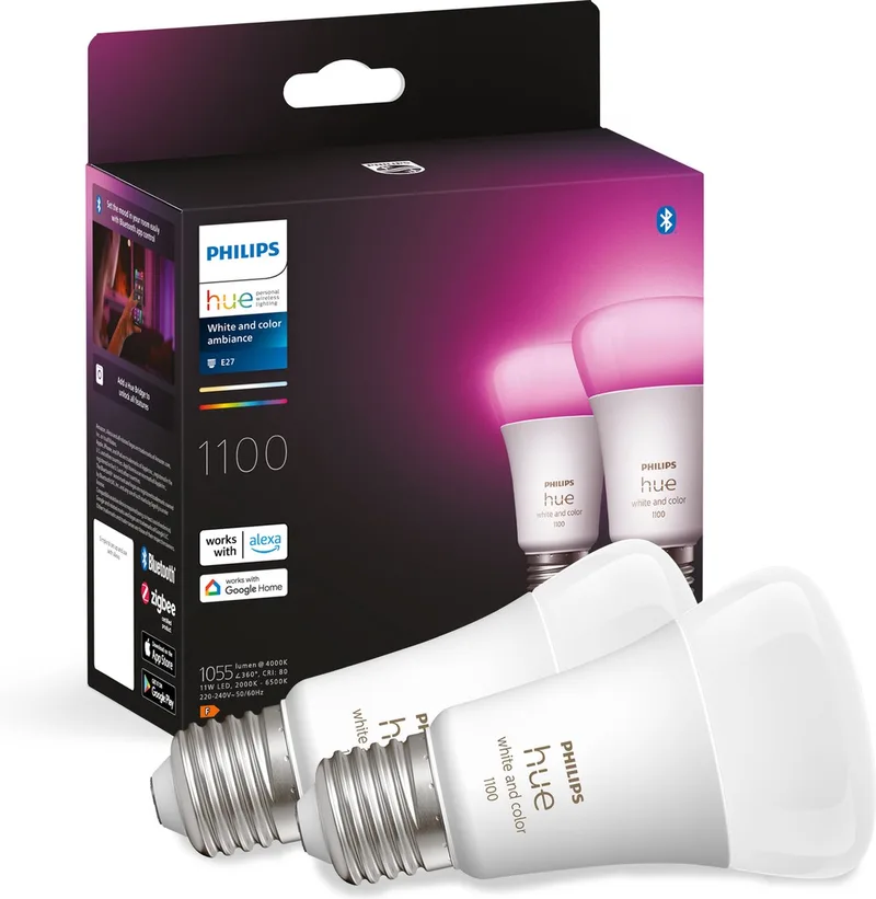 standaardlamp - wit en gekleurd - 2-pack - E27 -1100lm fra Philips Hue – produktbillede