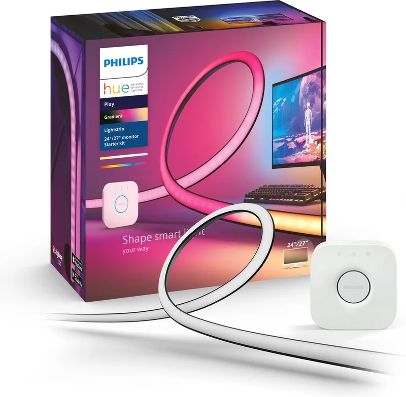 starterkit - Play gradient lightstrip PC monitor - wit en gekleurd licht – 24-27 inch monitor de Philips Hue en Transparent – photo produit