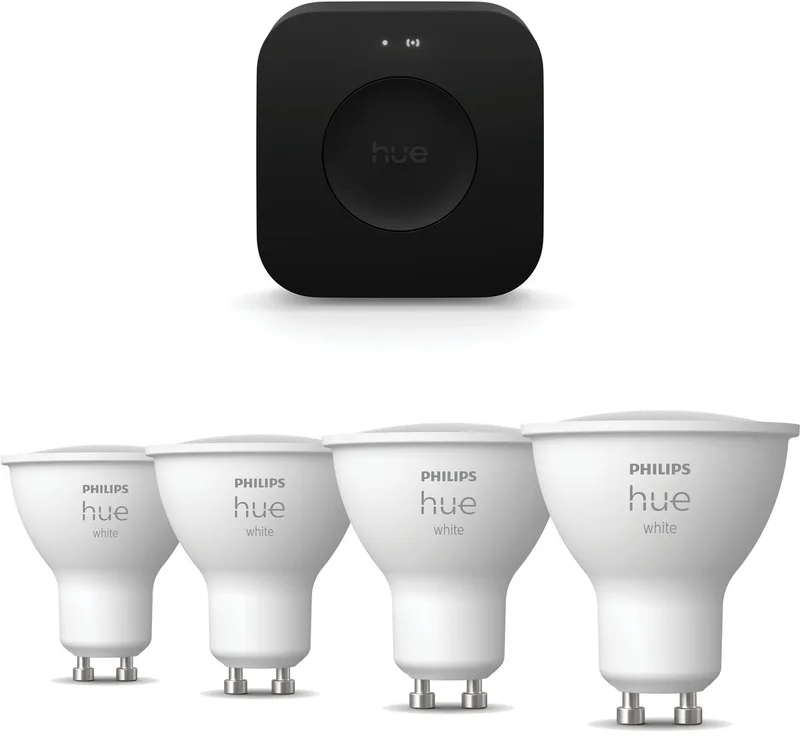 Starterspakket - GU10 - met 4 Spotjes - Warmwit Licht - Incl. Hue Bridge Pro - Hue White de Philips Hue en Blanc – photo produit