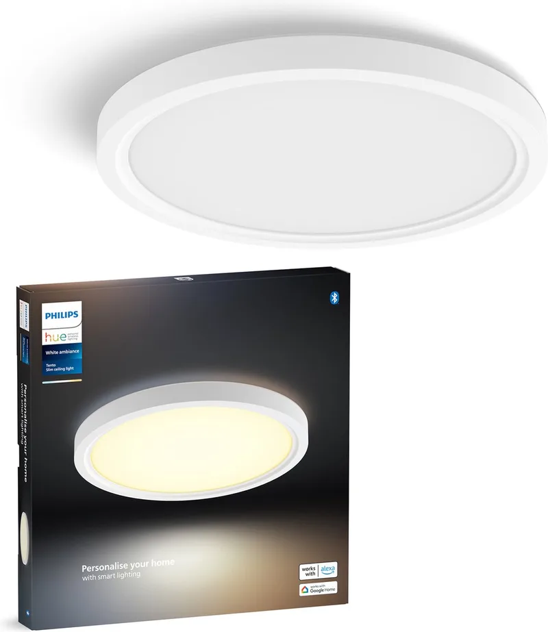 Tento plafondlamp - warm- tot koelwit licht - rond - Ø30 cm van Philips Hue in Wit – productfoto