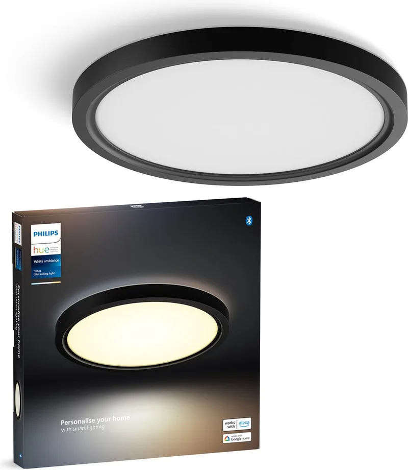 Tento plafondlamp - warm- tot koelwit licht - rond - Ø30 cm by Philips Hue in Black – product photo