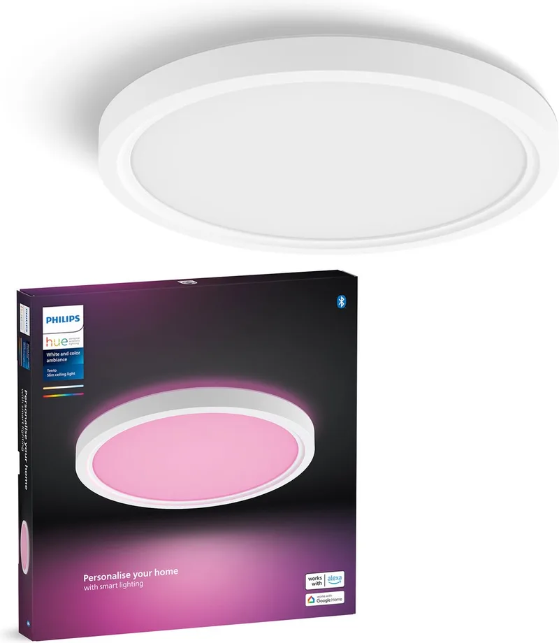 Tento plafondlamp - wit en gekleurd licht - rond - wit - Ø30 cm by Philips Hue in White – product photo