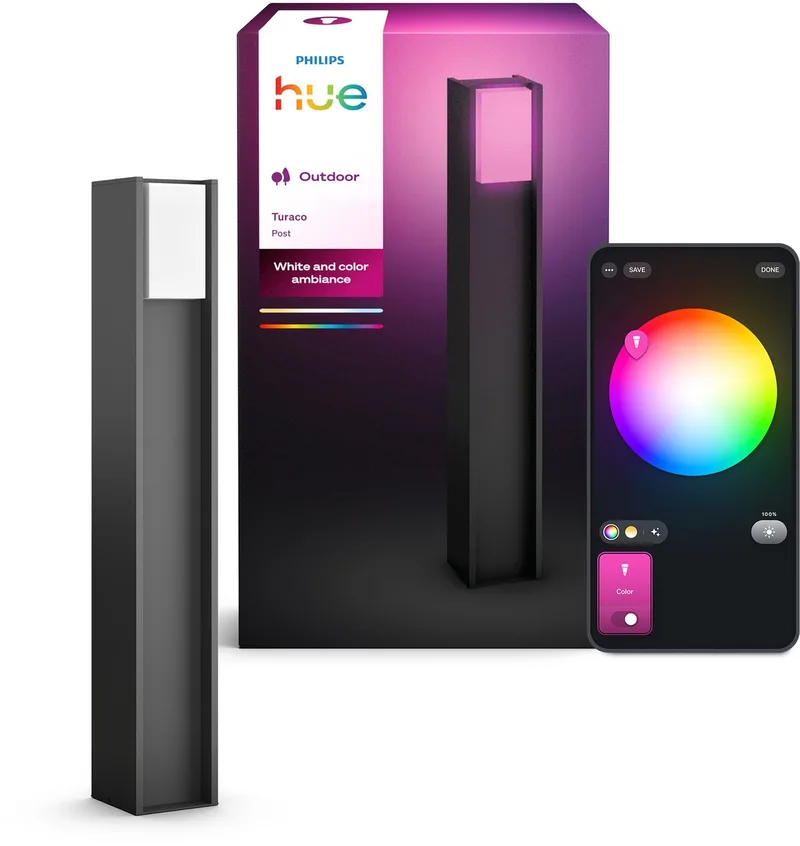 Turaco hoge sokkellamp - Tuinverlichting - grijs - IP44 - Wit en gekleurd licht - 1100 lumen - Bediening via onze app of met je stem - Compatibel met Matter by Philips Hue in Anthracite – product photo