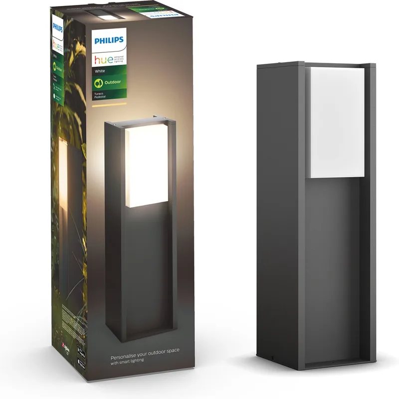 Turaco sokkellamp - warmwit licht - zwart - laag de Philips Hue en Anthracite – photo produit