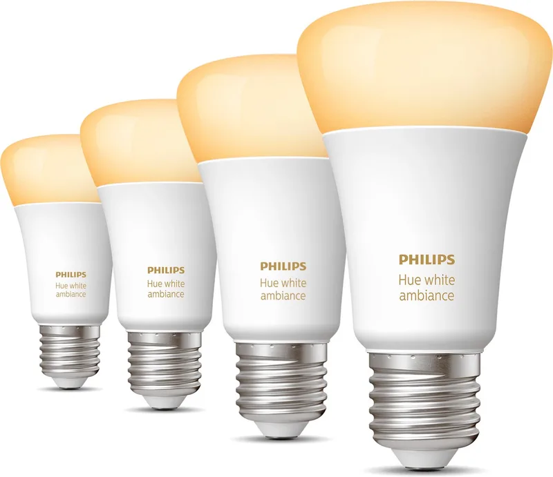 Uitbreidingspakket - E27 - met 4 Standaard Lampen - Warm tot Koelwit Licht - Hue White Ambiance de Philips Hue – photo produit