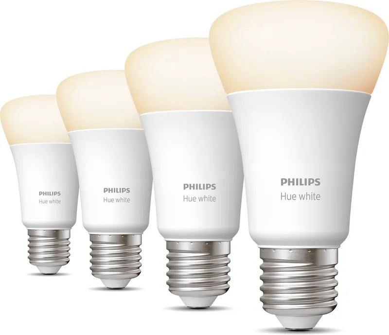 Uitbreidingspakket - E27 - met 4 Standaard Lampen - Warmwit Licht - Hue White van Philips Hue – productfoto