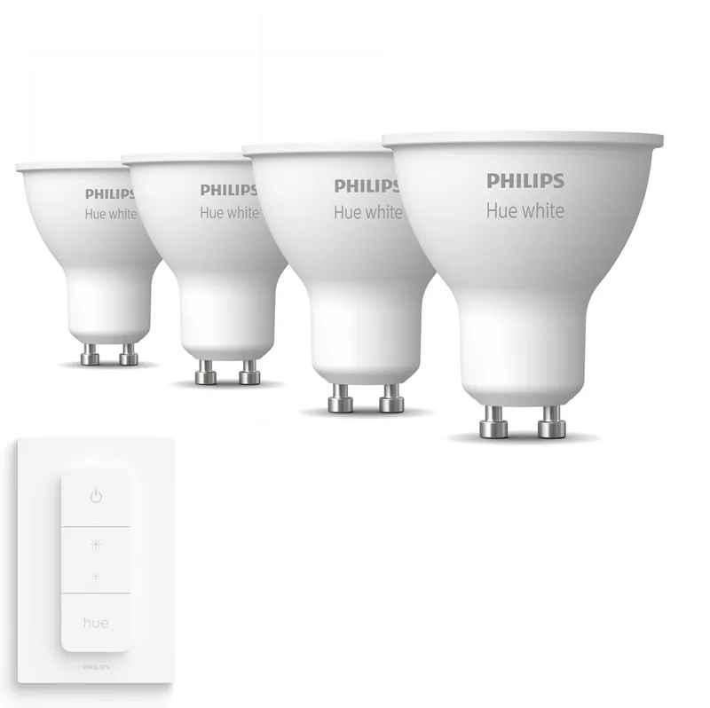 Uitbreidingspakket - GU10 - met 4 Spotjes - Warmwit Licht - Incl. 1 Hue Dimmer Switch - Hue White de Philips Hue – photo produit