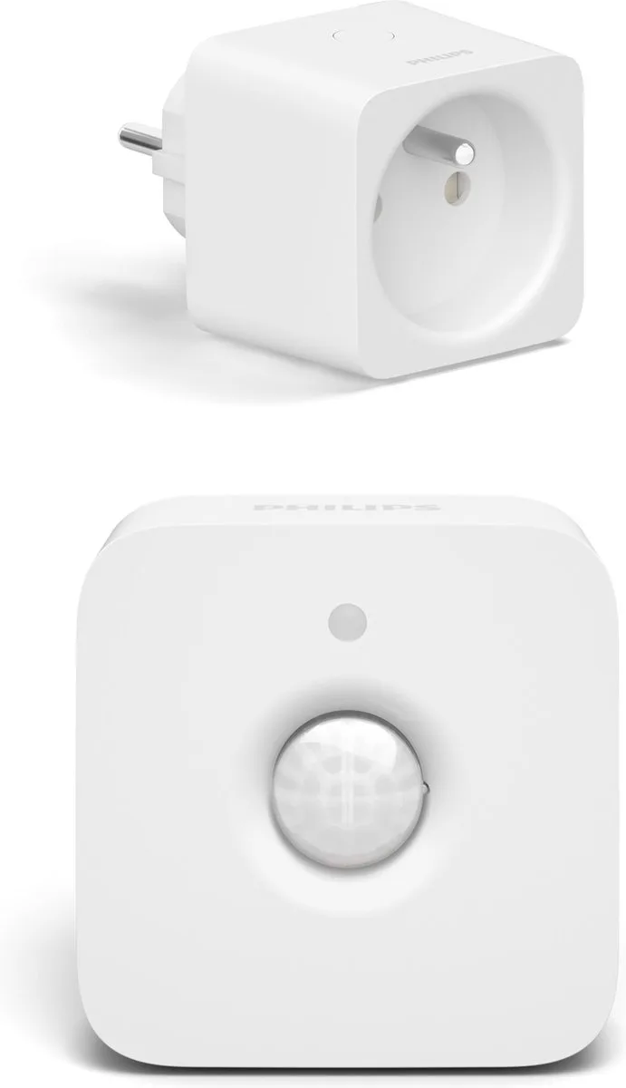 Voordeelbundel met 1 Hue Slimme Stekker België en Frankrijk (Type E) en 1 Hue Bewegingssensor voor Binnen - Hue Accessoires van Philips Hue in Wit – productfoto