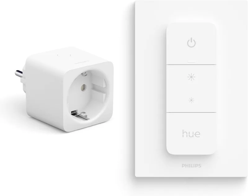 Voordeelbundel met 1 Hue Slimme Stekker voor Nederland en EU (Type F) en 1 Hue Dimmer Switch - Hue Accessoires van Philips Hue in Wit – productfoto