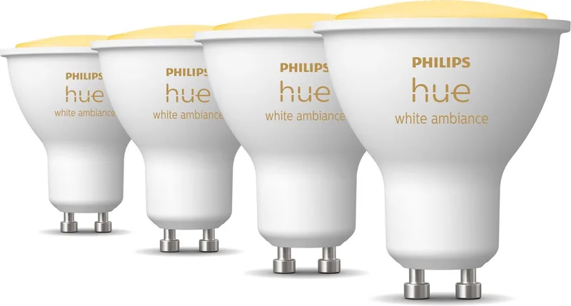 Voordeelpakket - GU10 - met 4 Spotjes - Warm tot Koelwit Licht - Hue White Ambiance van Philips Hue – productfoto