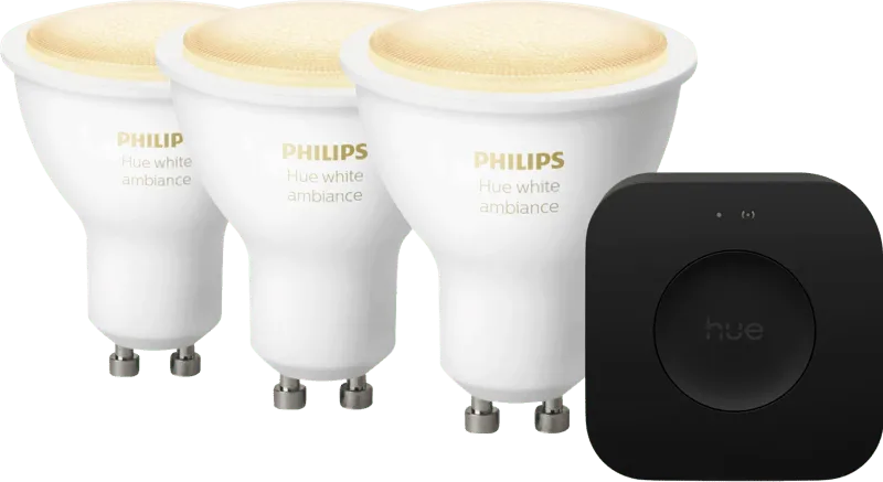 White Ambiance GU10 3-Pack + Bridge Pro Startpakket de Philips Hue – photo produit