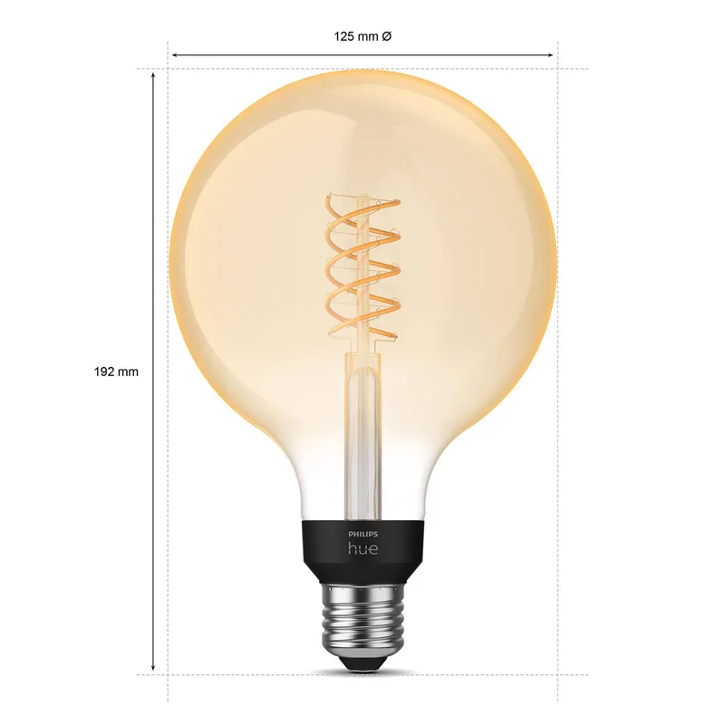 White E27 7W Globe Filament G125 550lm von Philips Hue – Produktfoto 5 von 5