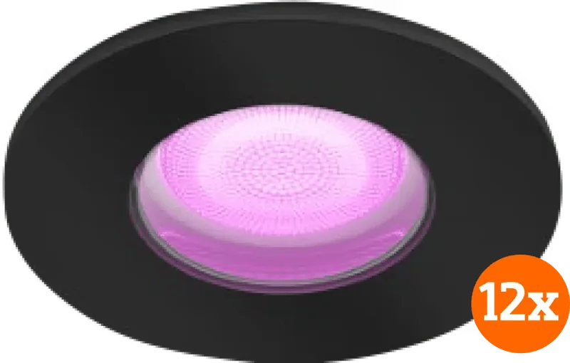 Xamento badkamer inbouwspot White and Color - Zwart - Rond 12-pack de Philips Hue – photo produit