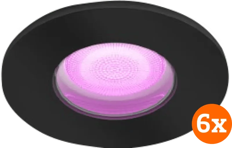 Xamento badkamer inbouwspot White and Color - Zwart - Rond 6-pack de Philips Hue – photo produit