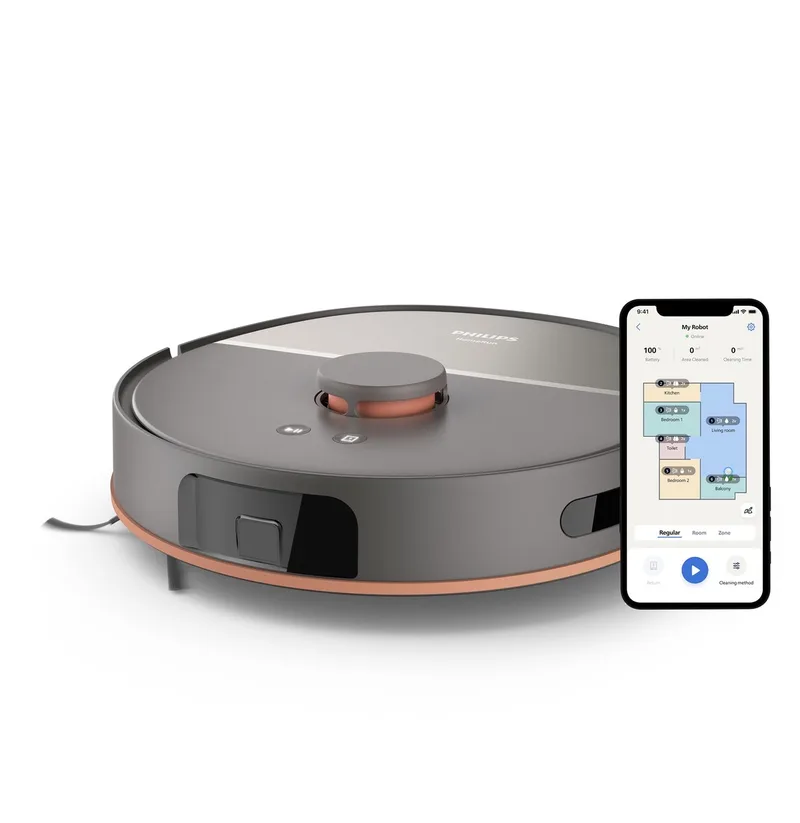 Homerun 5000-serie Robotstofzuiger Met Dweilfunctie - XU5000/10 - 10000 Pa Extreme Zuigkracht - Dubbele Dweilen de Philips en Gris – photo produit