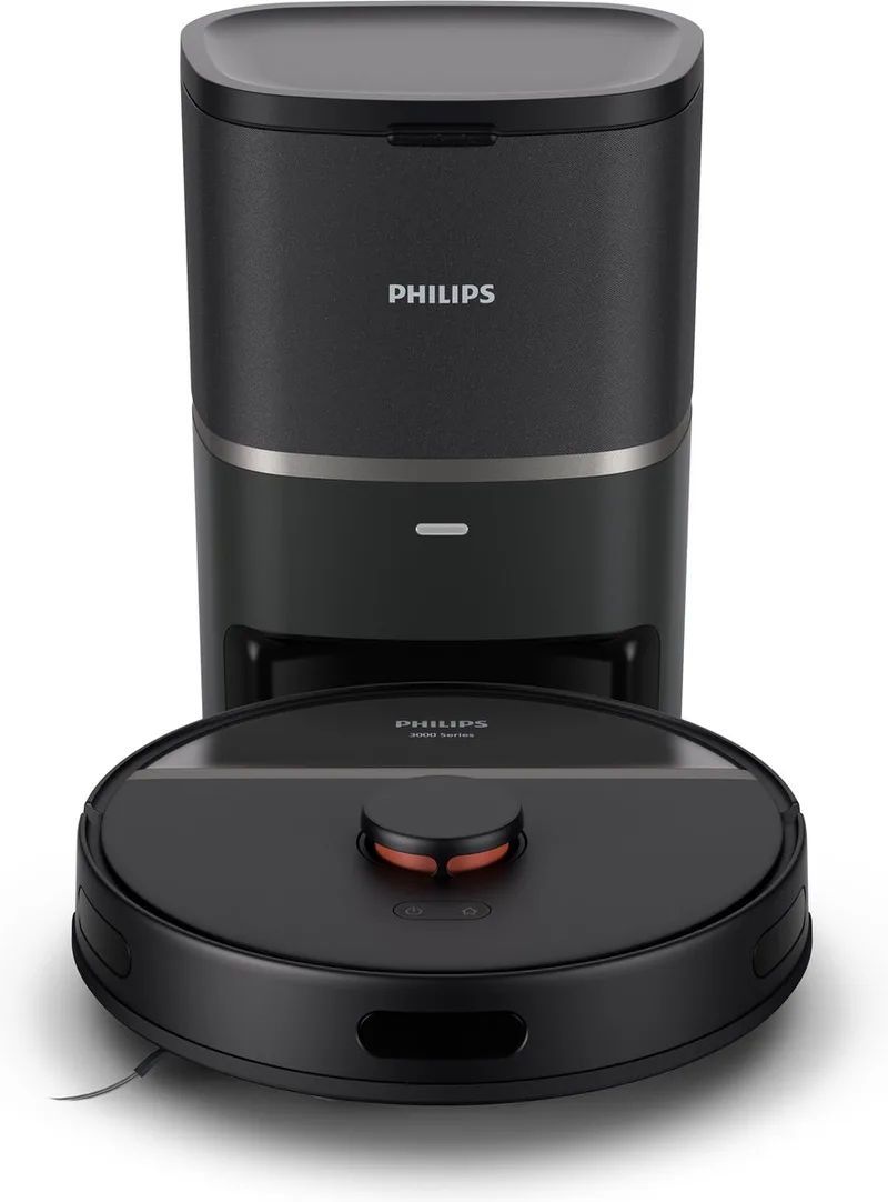 HomeRun Aqua 3000 Series XU3100/01 - Robotstofzuiger met Dweilfunctie - Incl. Laadstation - Metallic - App Connected de Philips en Noir – photo produit