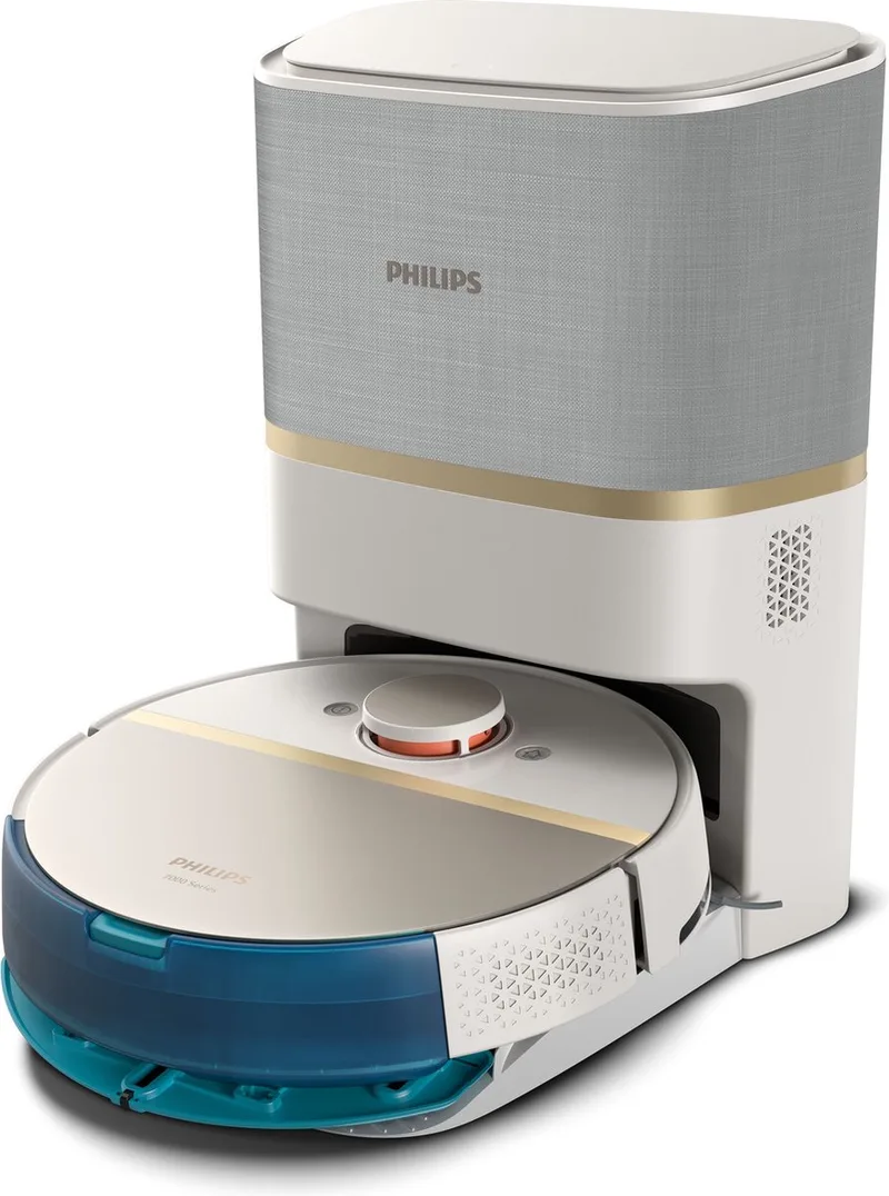 HomeRun Aqua 7000 Series XU7100/02 - Robotstofzuiger met Dweilfunctie - Incl. Laadstation - Goud - App Connected fra Philips i Hvid – produktbillede