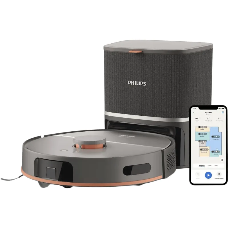 XU5100/10 HomeRun 5000-serie robotstofzuiger - 10.000 Pa zuigkracht - Automatisch leegstation - Dubbele roterende dweil - App-bediening by Philips – product photo
