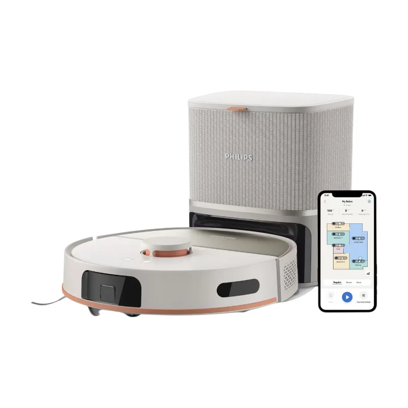 XU5100/20 robotstofzuiger - 2-in-1 stofzuigen en dweilen - lasernavigatie - krachtige zuigkracht - app-bediening by Philips – product photo