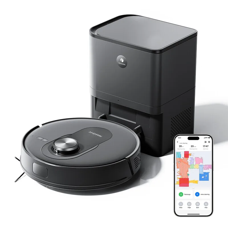 Q8-Max Saugroboter mit Wischmopp und Absaugstation, 8000 Pa Saugkraft, Lidar-Navigation zur Heimkartierung, 200 Min Laufzeit, Selbstaufladend, WiFi-App individuelle Reinigung für Boden, Teppich, Haare von Proscenic – Produktfoto