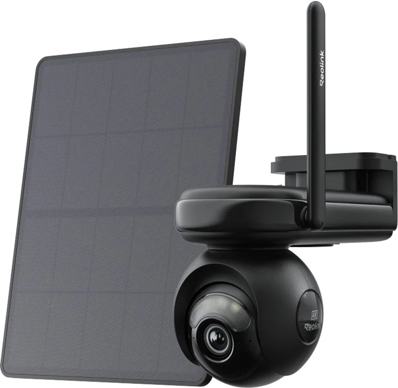 Altas PT Ultra - 4K Draadloze Buitencamera - ColorX Nachtzicht - 500 Dagen Accuduur - 360° Pan/Tilt & Auto-tracking - Dual-Band WiFi 6 - Slimme Detectie - Met 6W Zonnepaneel van Reolink in Zwart – productfoto