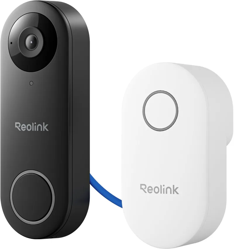 D340P-B Bedrade PoE-deurbel - 2K+ 5 MP - 180° Breed Zicht - Slimme Detectie, 2-richtingsgesprek, Geen Maandelijkse Kosten, Snel Antwoord van Reolink in Zwart – productfoto