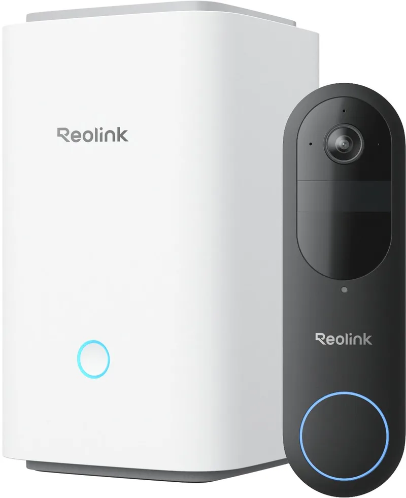 Deurbel + Home Hub - 4MP - 1:1 Beeld - Slimme Personen-/Voertuig-/Pakketdetectie - Batterij van Reolink in Zwart, Wit – productfoto
