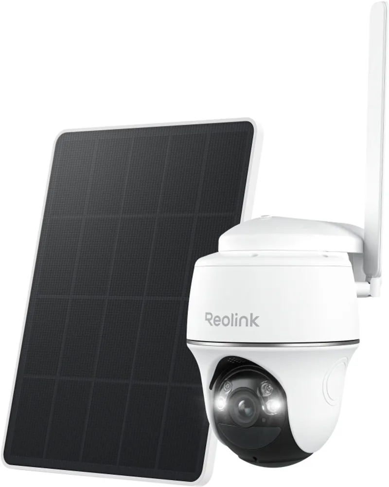 Go PT Plus - 4G LTE 5MP PT-buitencamera - 355° Pan & 140° Tilt - Kleuren Nachtzicht - Slimme Personen-/Voertuig-/Dierdetectie - Geen WiFi nodig - Met Zonnepaneel van Reolink in Wit – productfoto