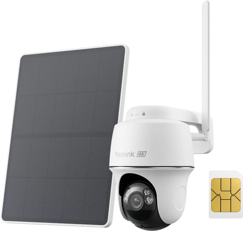 Go PT Ultra - 4G LTE 4K 8MP PT Buitencamera - Batterij/Zonne-energie - Pan/Tilt - Met Zonnepaneel van Reolink in Wit – productfoto