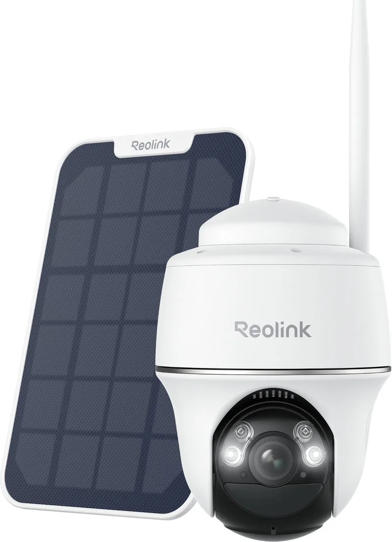 Reolink 2K 5MP Beveiligingscamera met Zonnepaneel, Pan- en kantelfunctie, 360° Kijkhoek, Batterijen Draadloos, Kleuren Nachtzicht, Detectie Persoon/Voertuig, Argus Series B430 met zonnepaneel van Reolink in Wit – productfoto