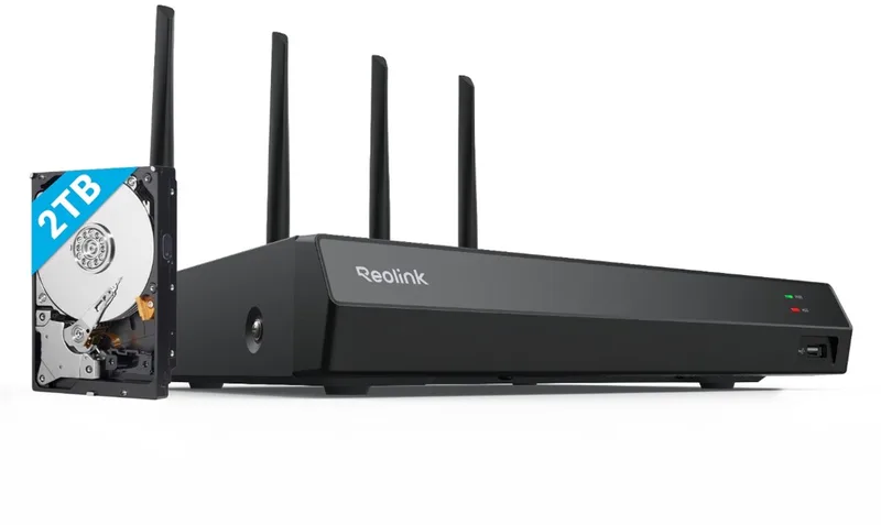 RLN12W - 12-kanaals NVR - WiFi 6 - Ondersteunt 16MP camera's - 16TB Opslag - Lokale & Externe Toegang - Geen PoE-poorten van Reolink in Zwart – productfoto