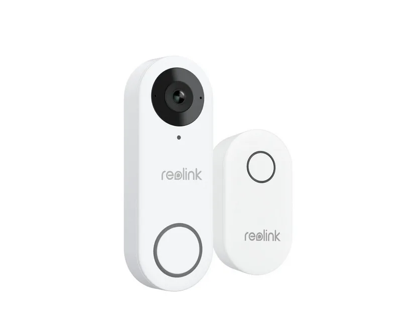 Smart Home Türklingel Kamera WLAN 2K+ Video Türsprechanlage doorbell (Außenbereich, 5MP,Dualband WiFi,Personenerkennung,Arbeitet mit Reolink NVR,mit Chime) från Reolink i Vit – produktbild