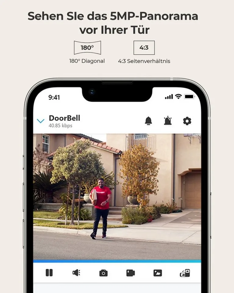 Smart Home Türklingel Video Doorbell Kamera PoE-Version 5MP (Außenbereich, Innenbereich, Gegensprechfunktion,180° Ultraweitwinkel,Personenerkennung,IP65) von Reolink in Schwarz – Produktfoto 5 von 5